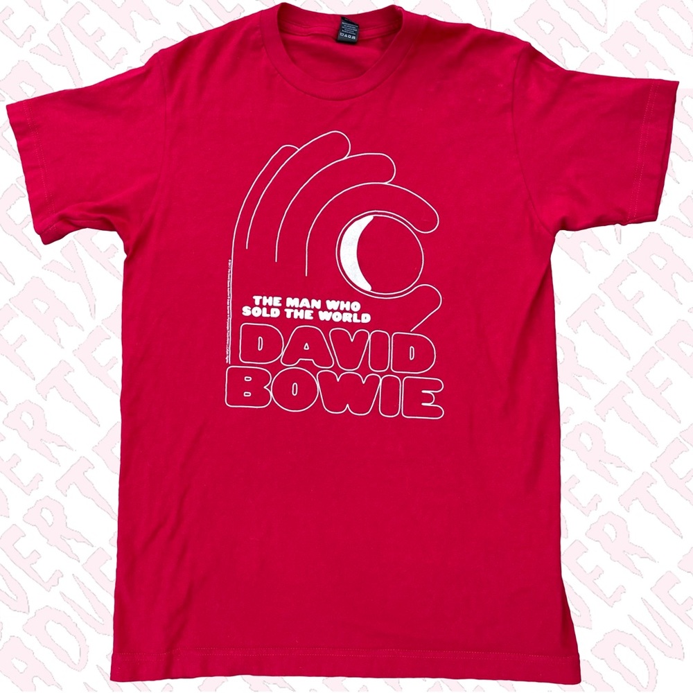 David Bowie Man Who Sold The World Red and White Band Tee Retro Unisex Ziggy 70s
